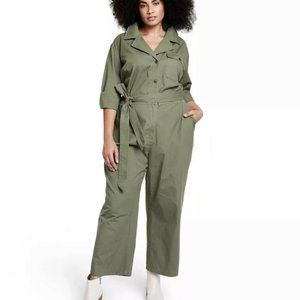 Nili Lotan X Target  Tie-Front Jumpsuit - Olive Green 4X new NWOT